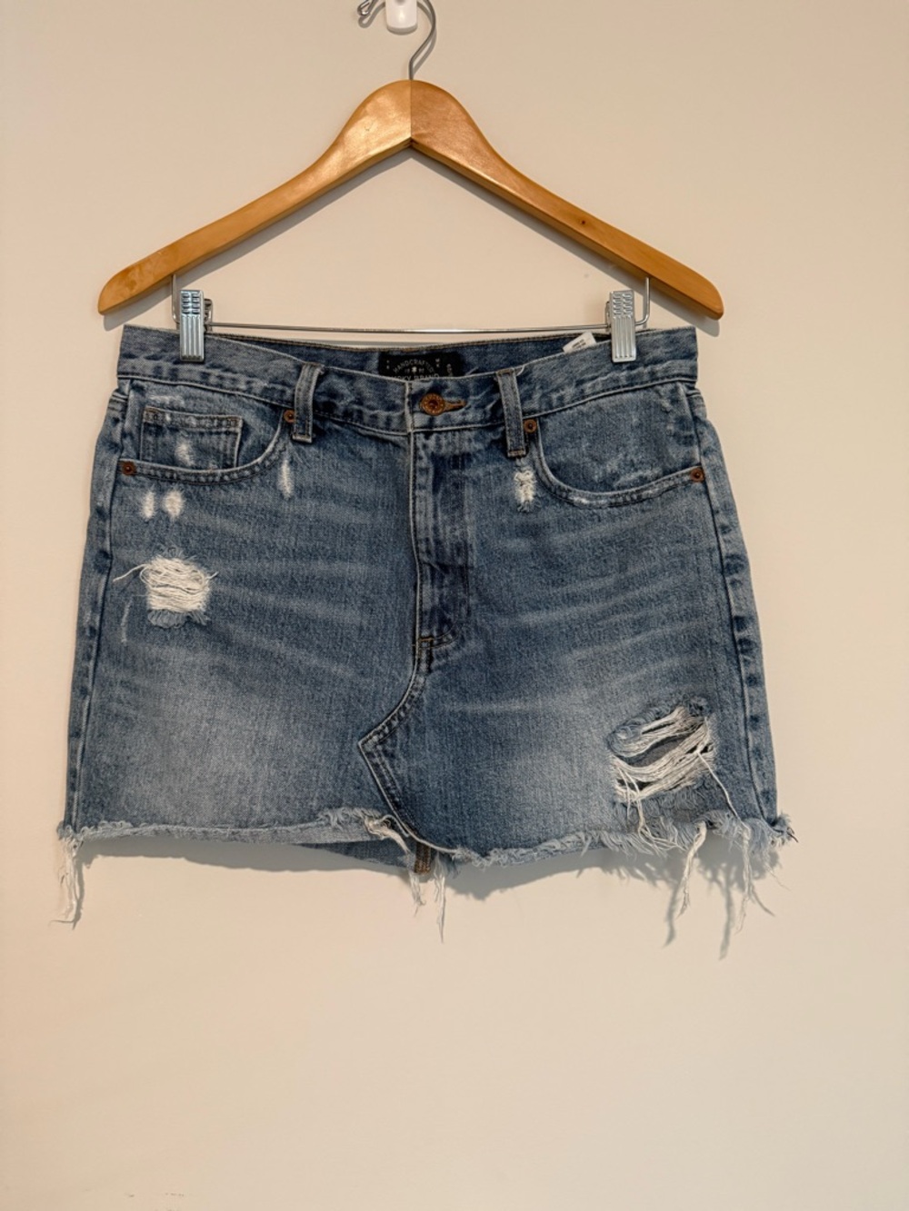 Lucky Brand Distressed Denim Old Favorite Mini Skirt - Blue Wash